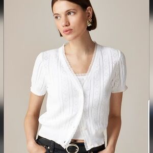 J. Crew White Eyelet Button-Up Blouse